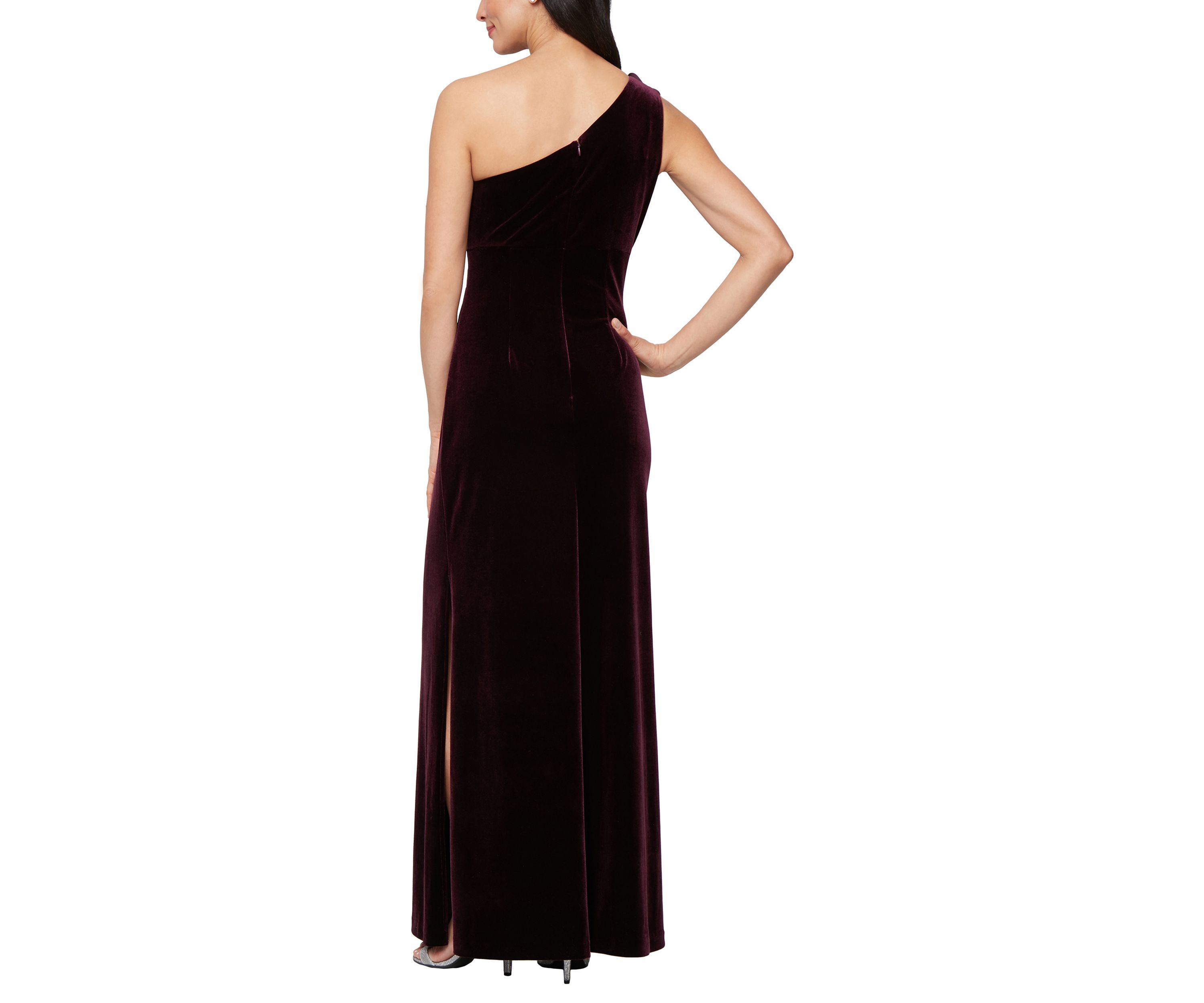 Long One Shoulder Velvet Dress