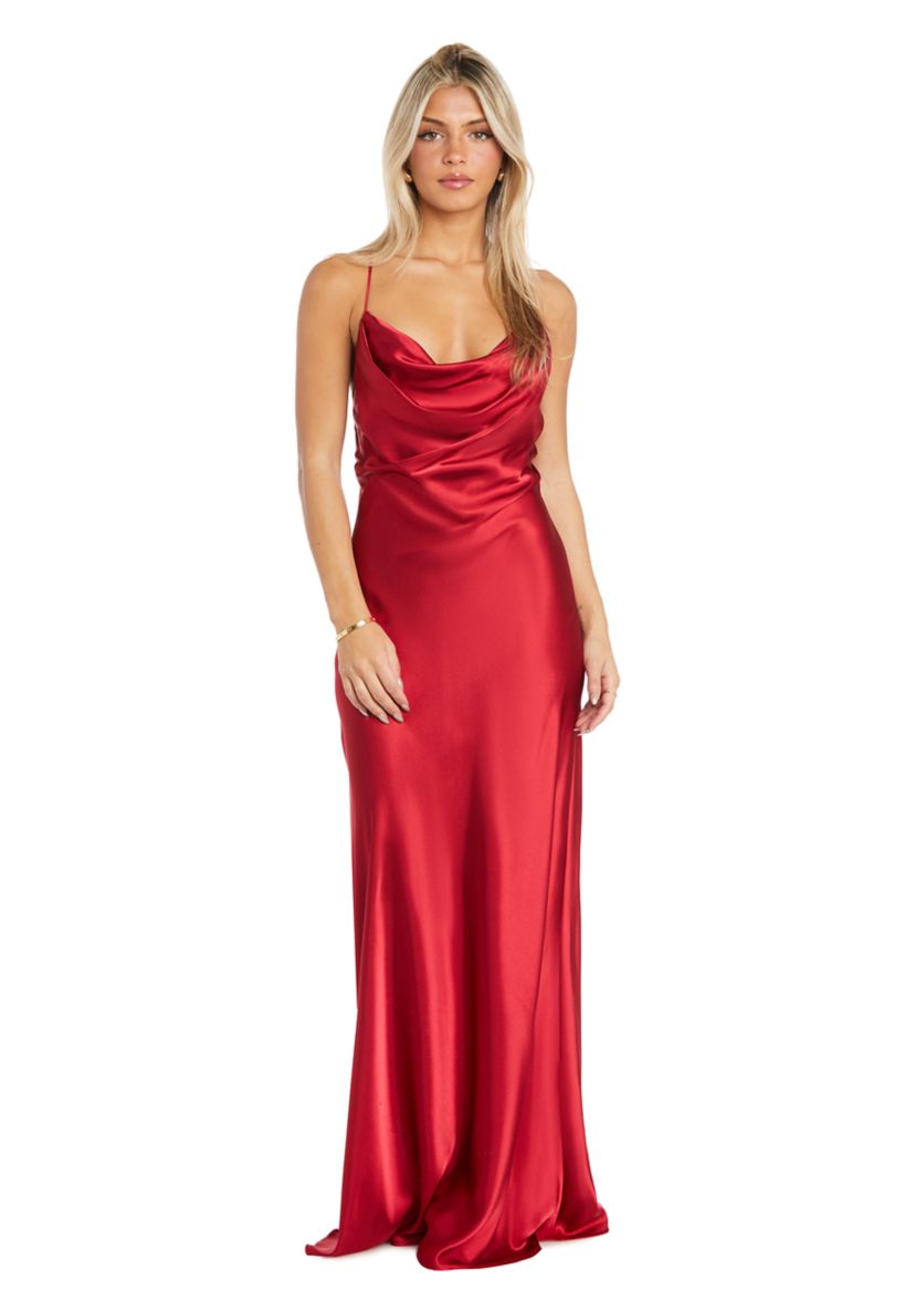 deep claret bridesmaid dresses Spaghetti Straps Backless Mermaid Silk Elastic Satin Bridesmaid Dress, –  Dairy Bridal main image 1