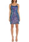 Womens Scoop Neck Pattern Sequin Sheath Dress