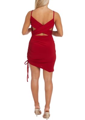 Women's Solid Asymmetrical Side Ruched Dress
