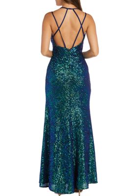 Women's Spaghetti Strap Sweetheart Neck Solid Sequin Slim Gown