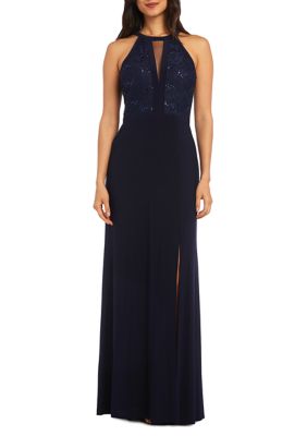 R&M Richards Women's Bodice Lace Long Stretch Dress | belk