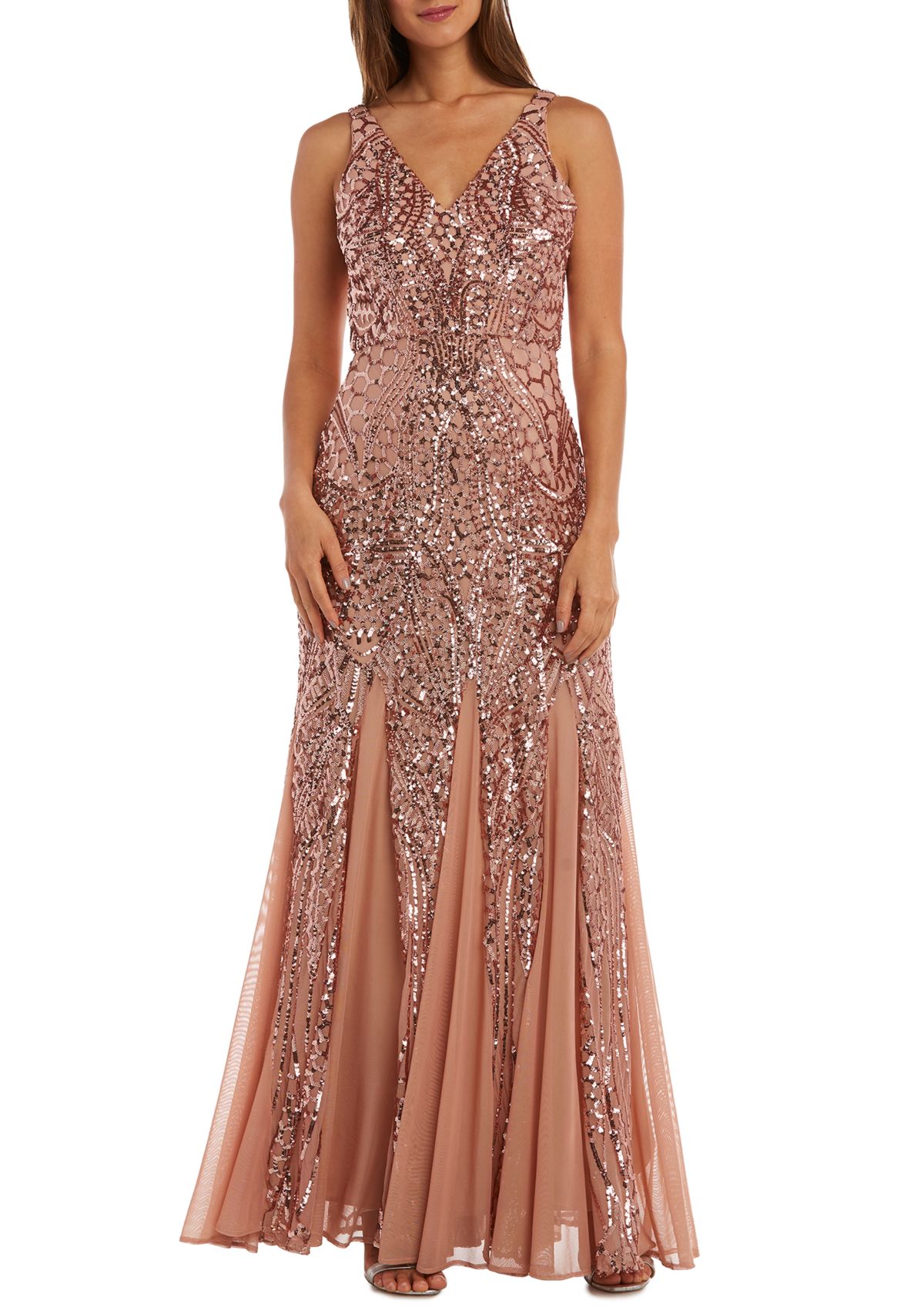 Womens Long Sleeveless Beaded Dress