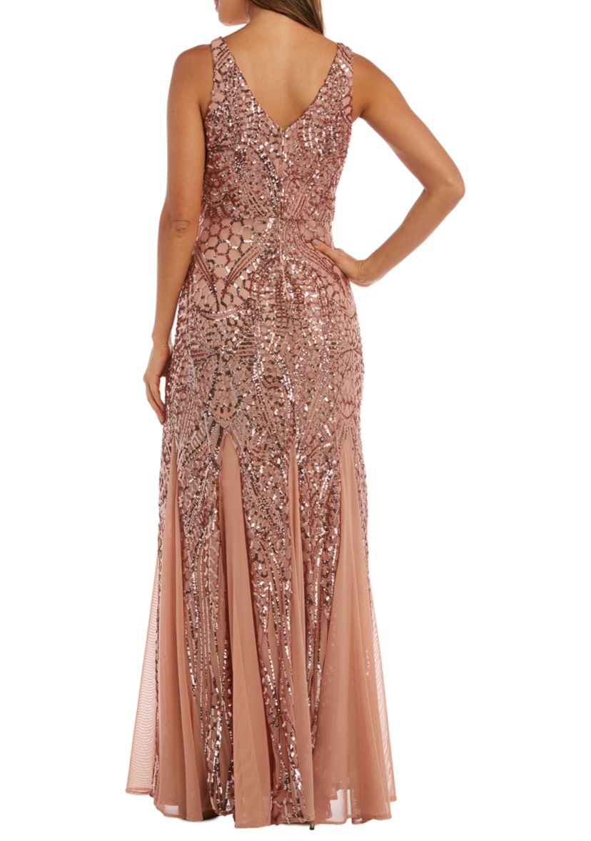 Womens Long Sleeveless Beaded Dress