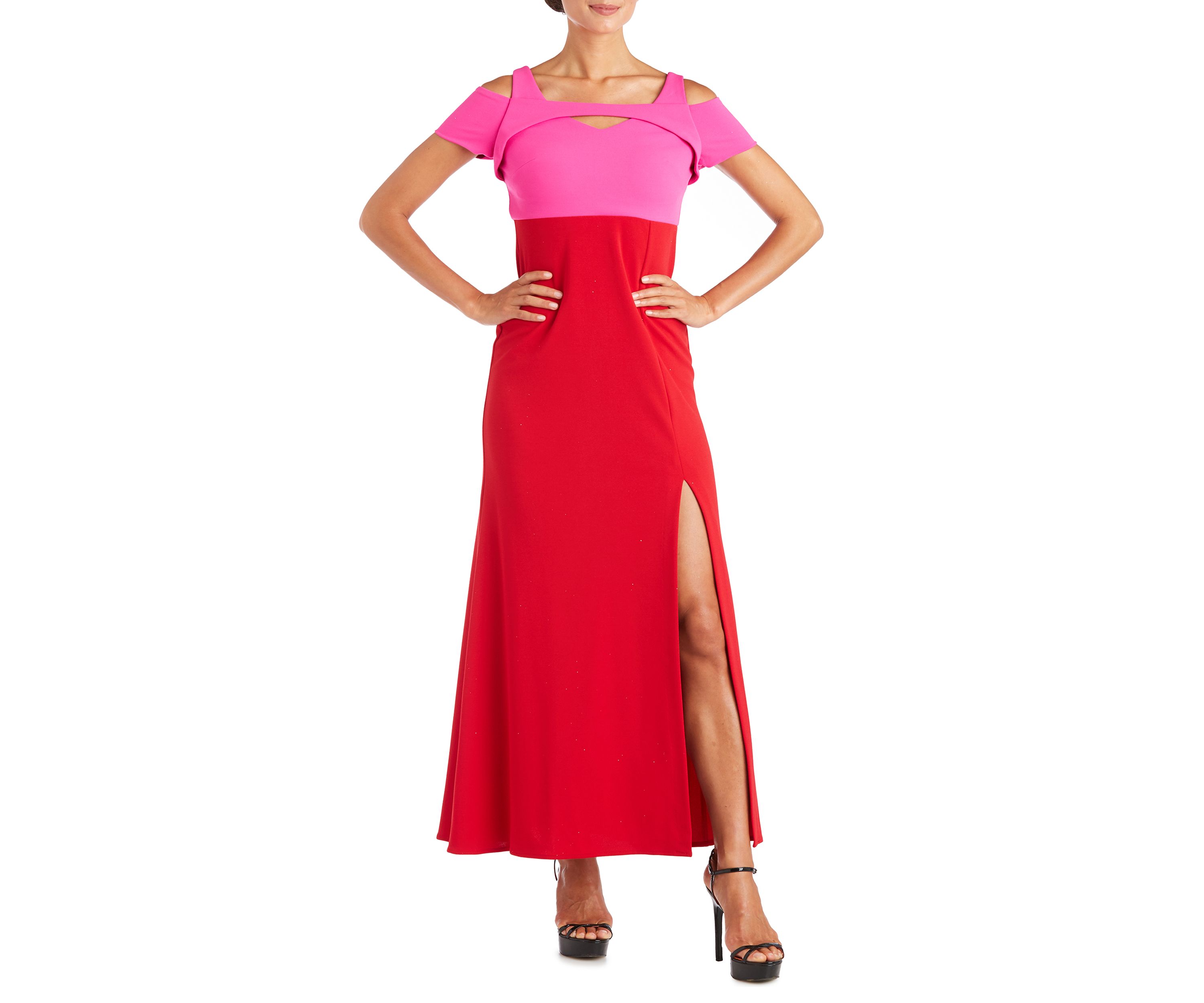 Womens Colorblock Long Scuba Gown