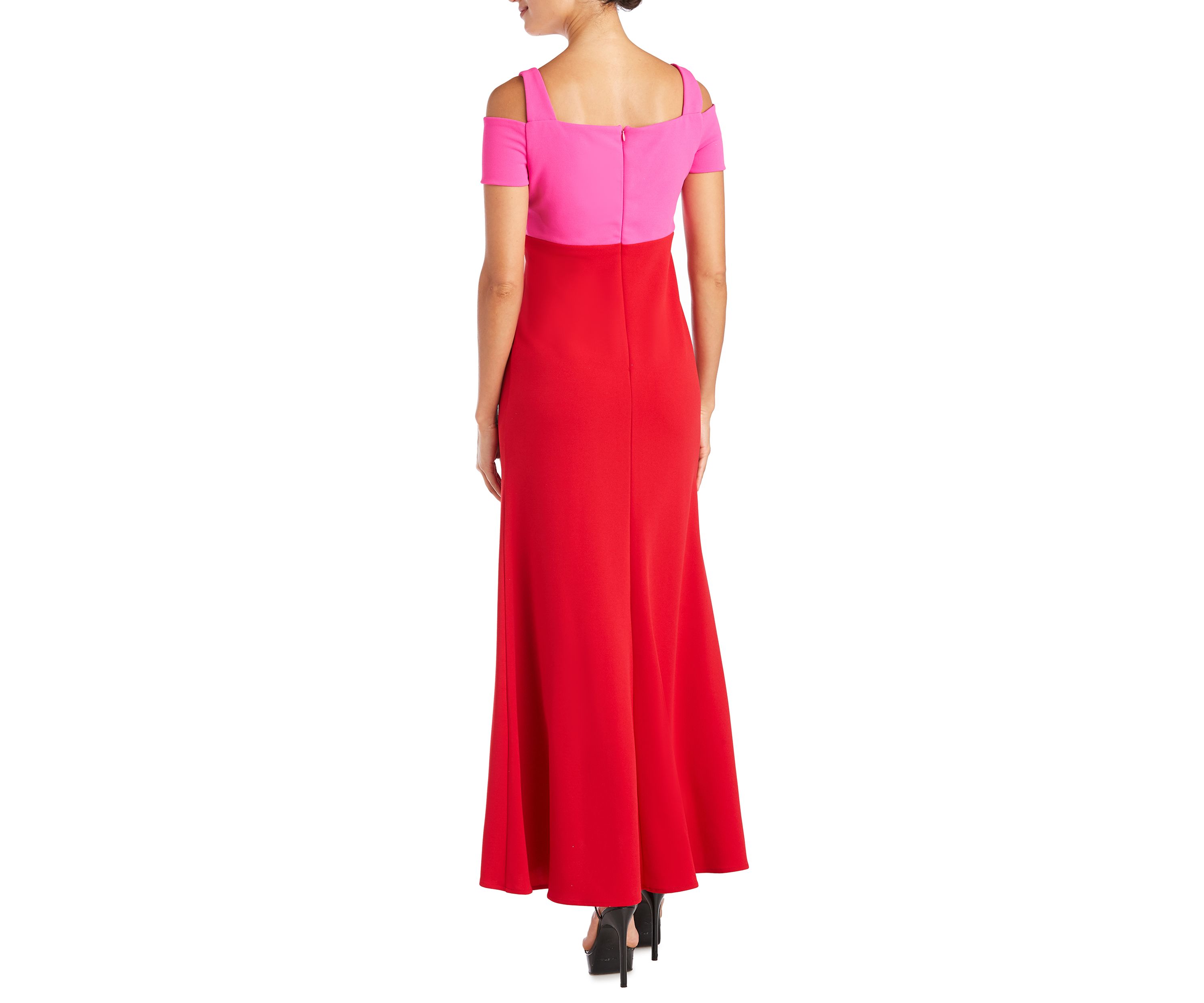 Womens Colorblock Long Scuba Gown