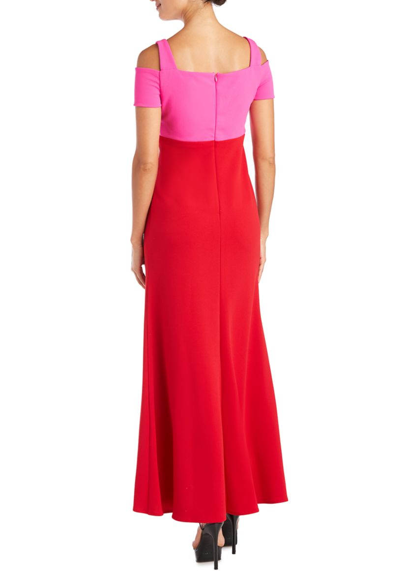 Womens Colorblock Long Scuba Gown