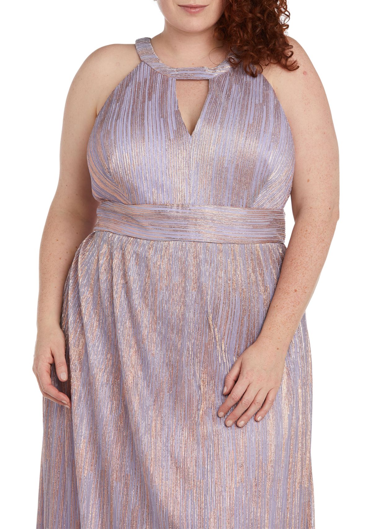 Long Shimmer W Cleo Collar, Cut Outs, Set In Waistband And Open Back