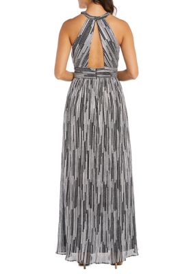Long Shimmer W Cleo Collar, Cut Outs, Set Waistband And Open Back