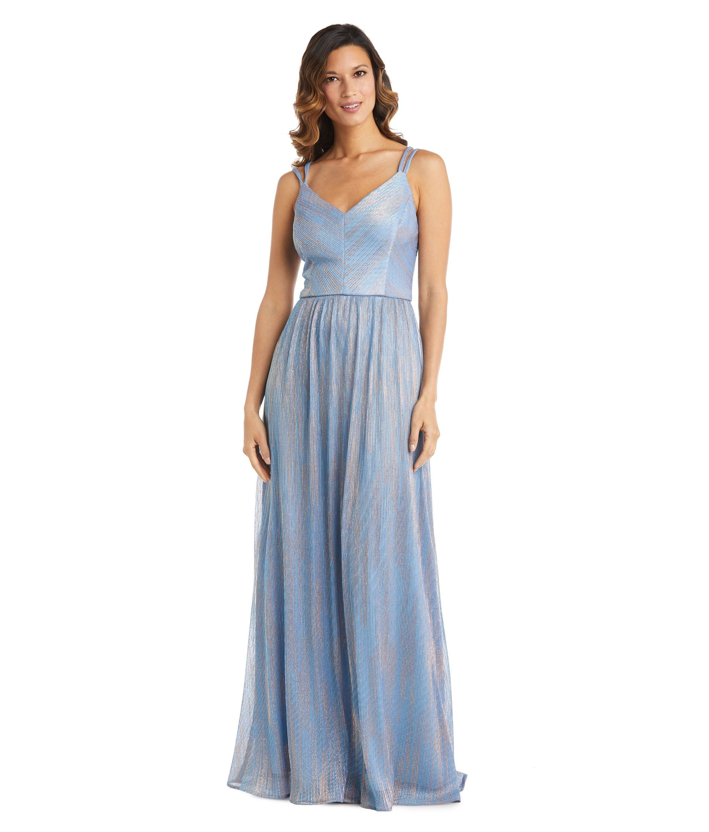 Long Shimmer Double Strap V Front