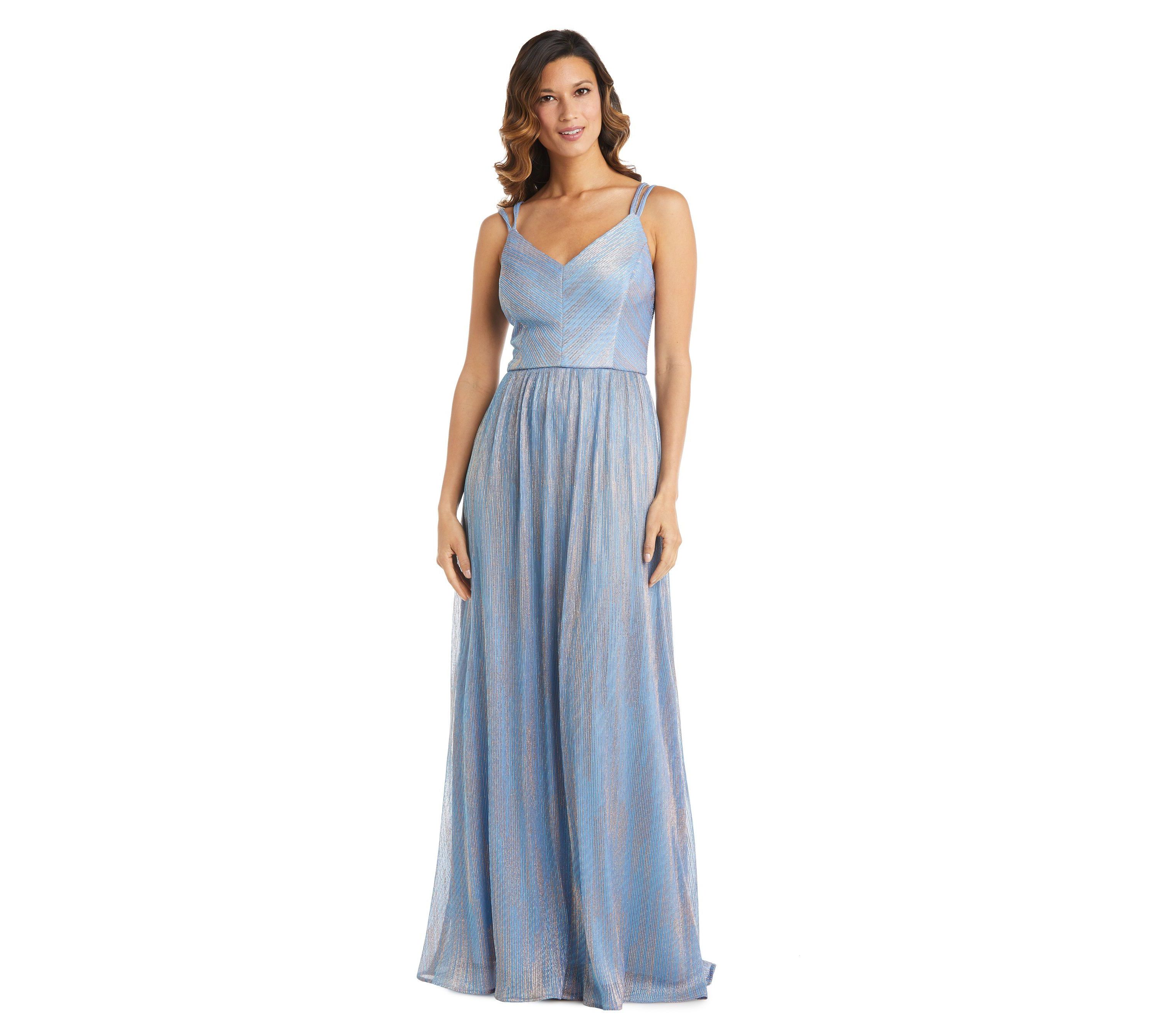 Long Shimmer Double Strap V Front