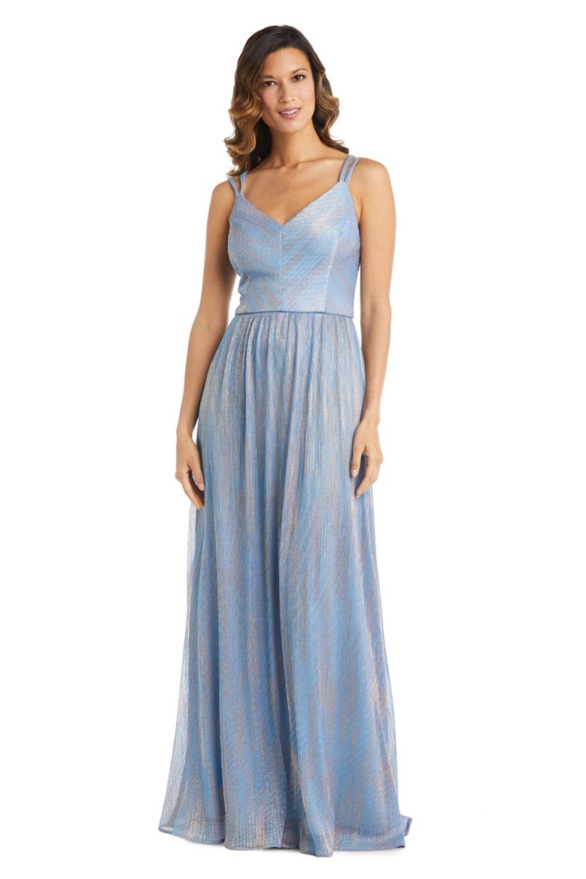 Long Shimmer Double Strap V Front