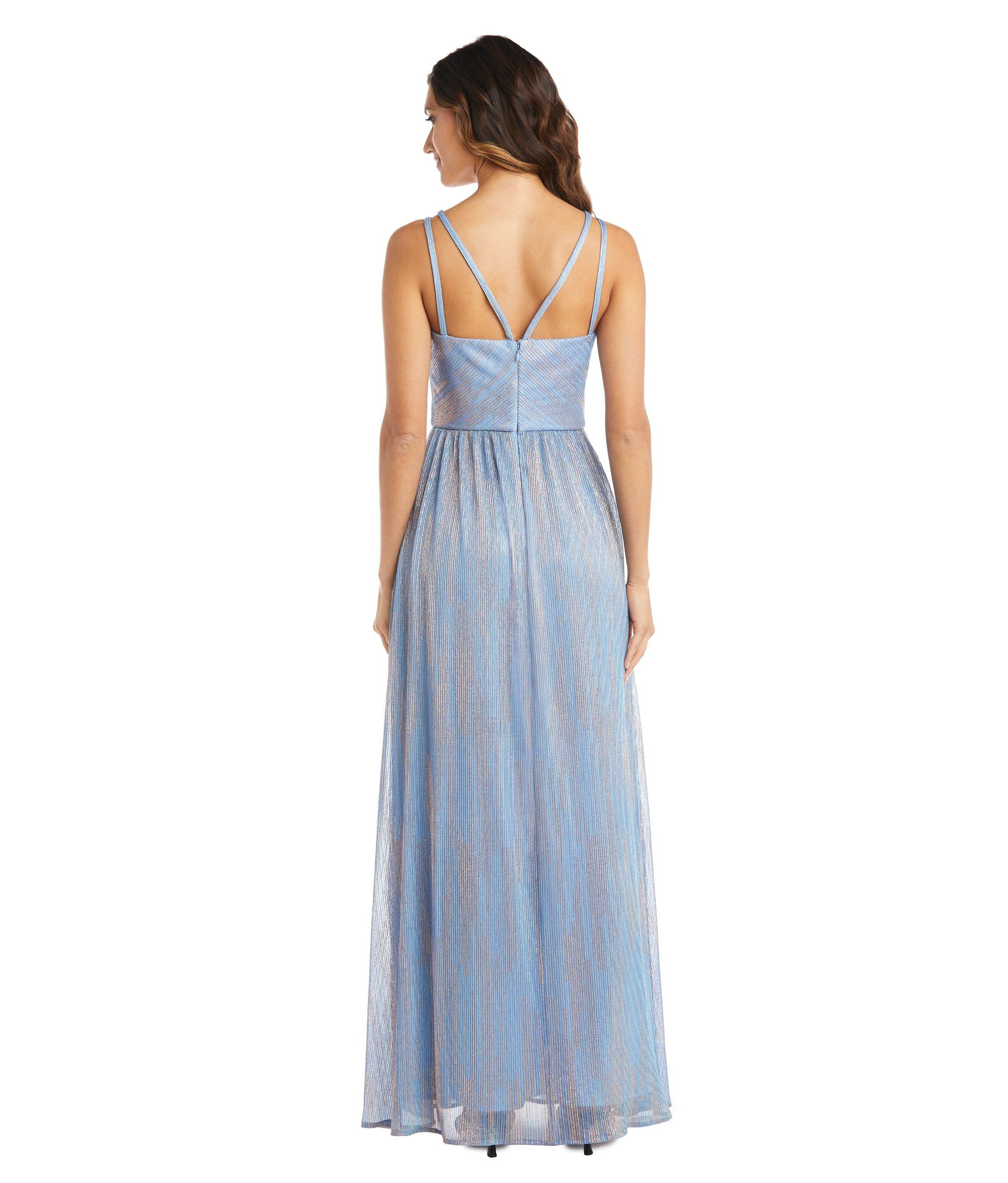 Long Shimmer Double Strap V Front