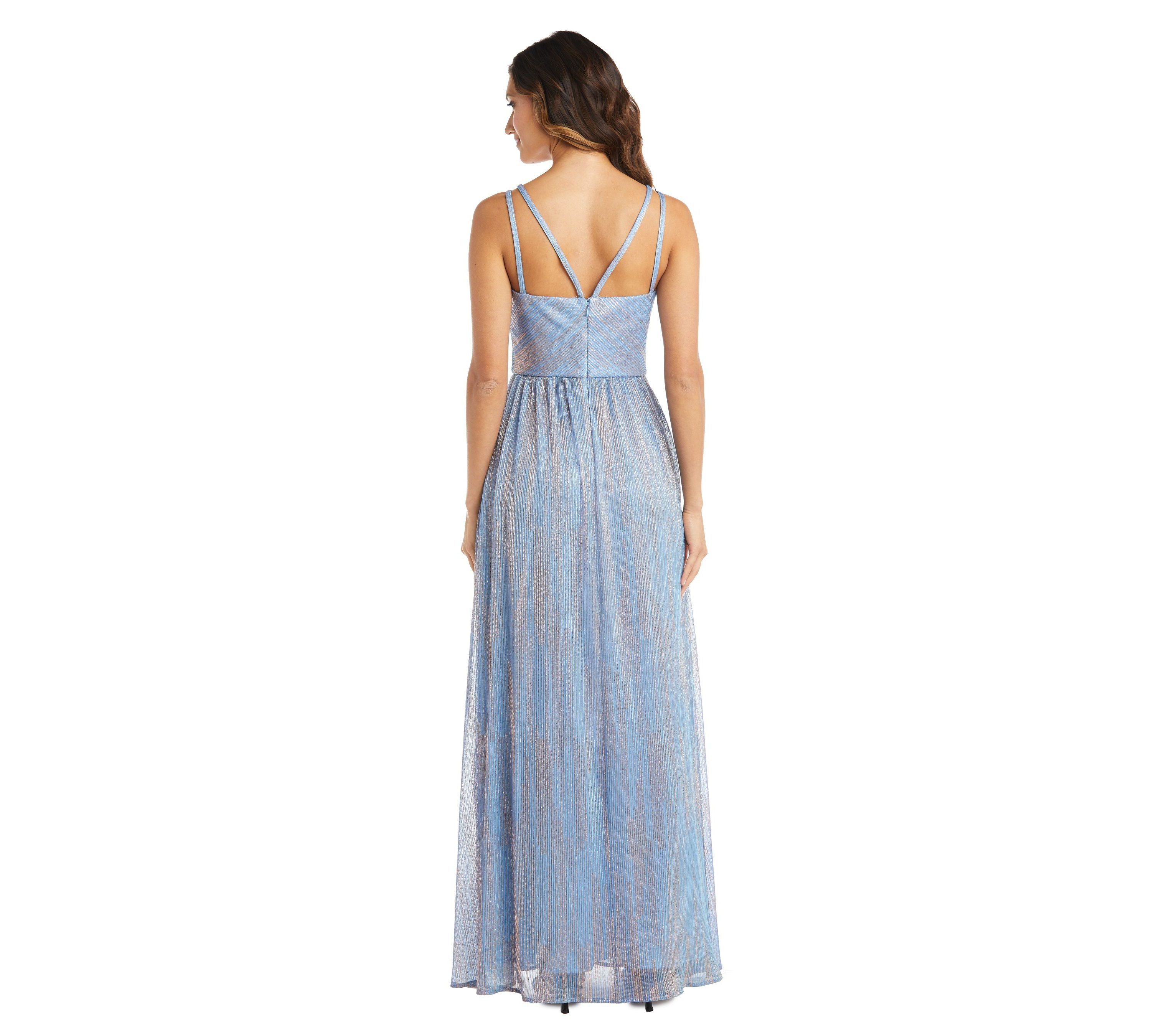 Long Shimmer Double Strap V Front