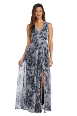 Sleeveless Floral Print V Front W/Mesh Detail, Back, And Side Slit