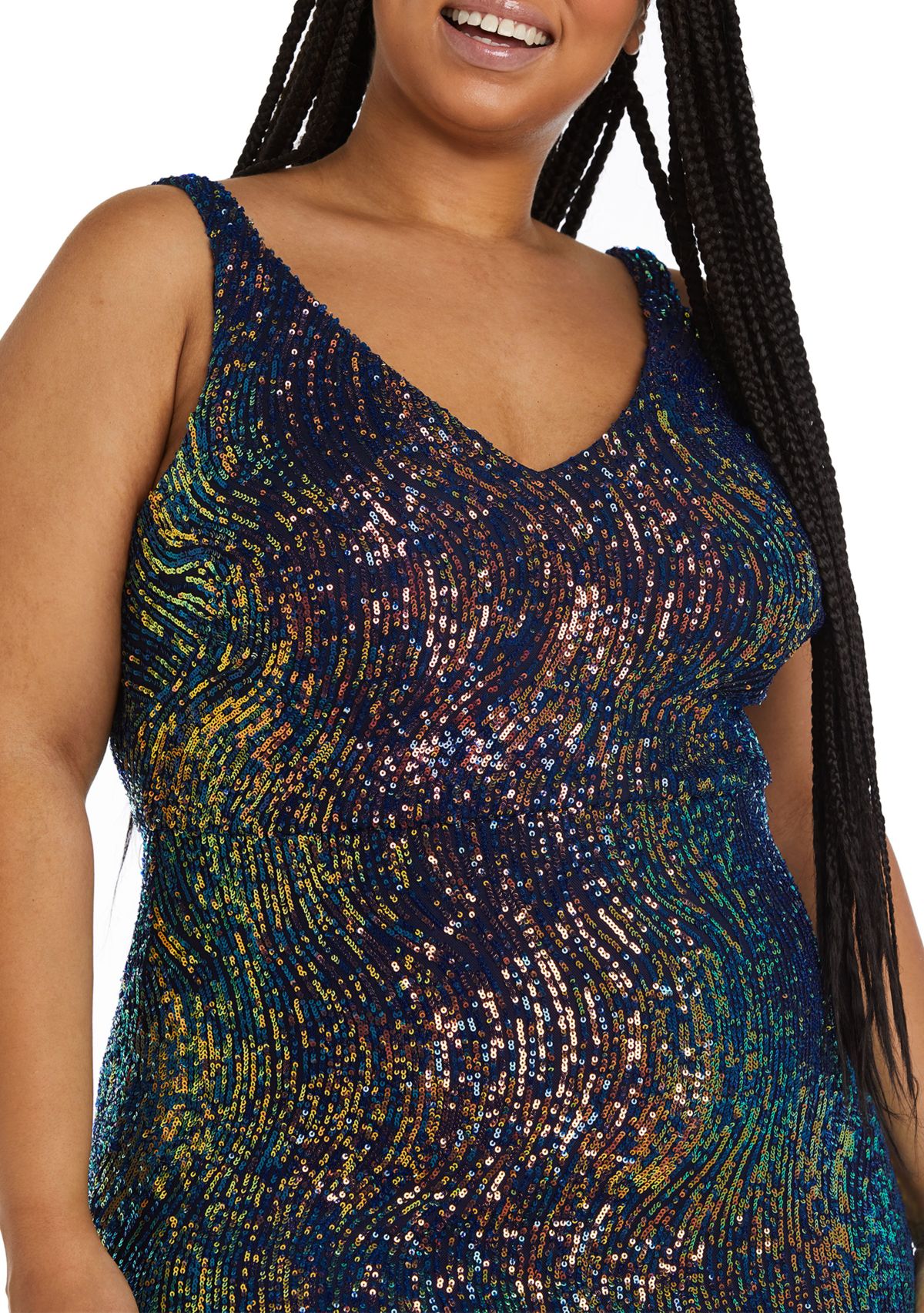Long Swirl Pattern Sequins W V Front And Back