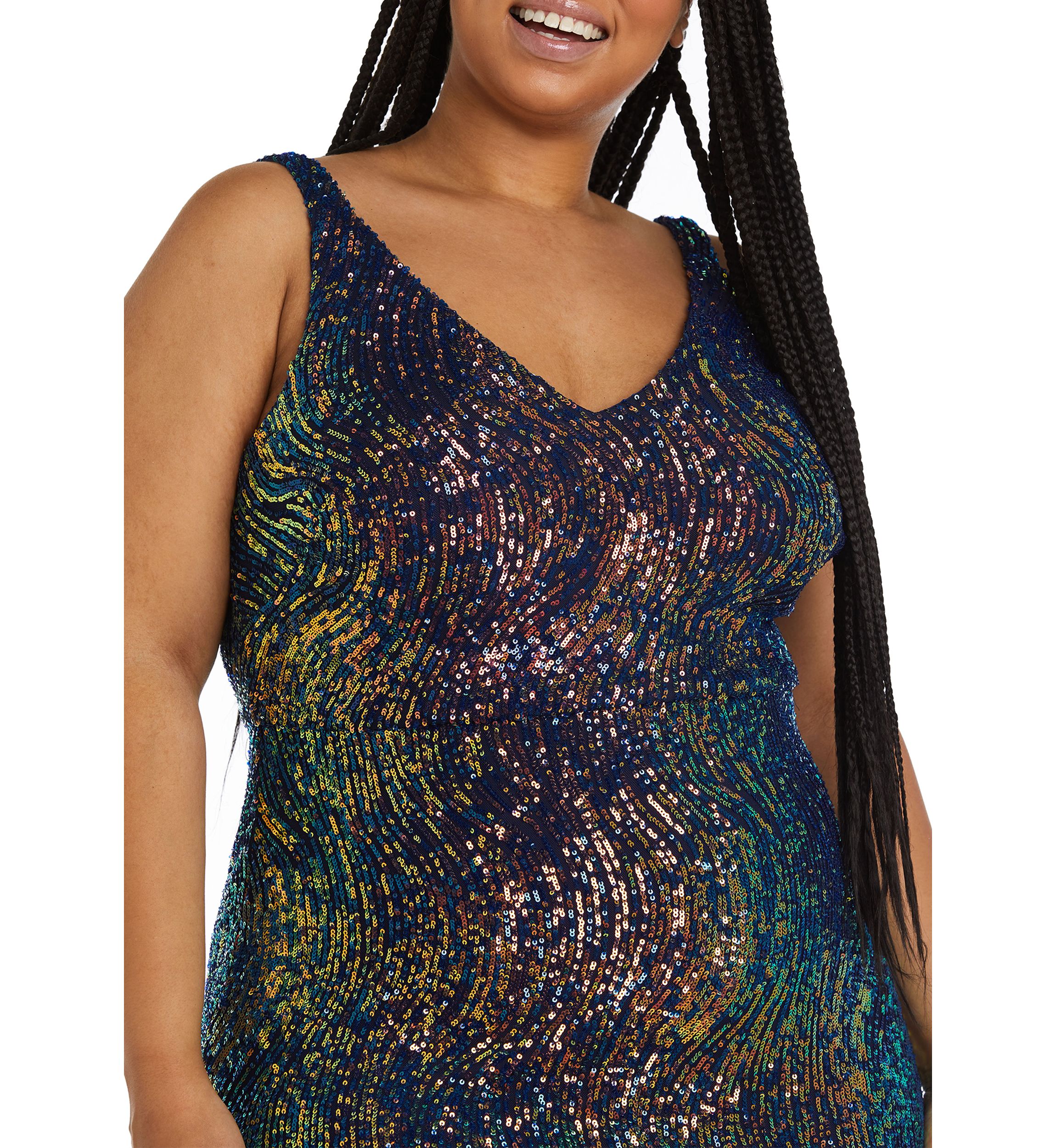 Long Swirl Pattern Sequins W V Front And Back