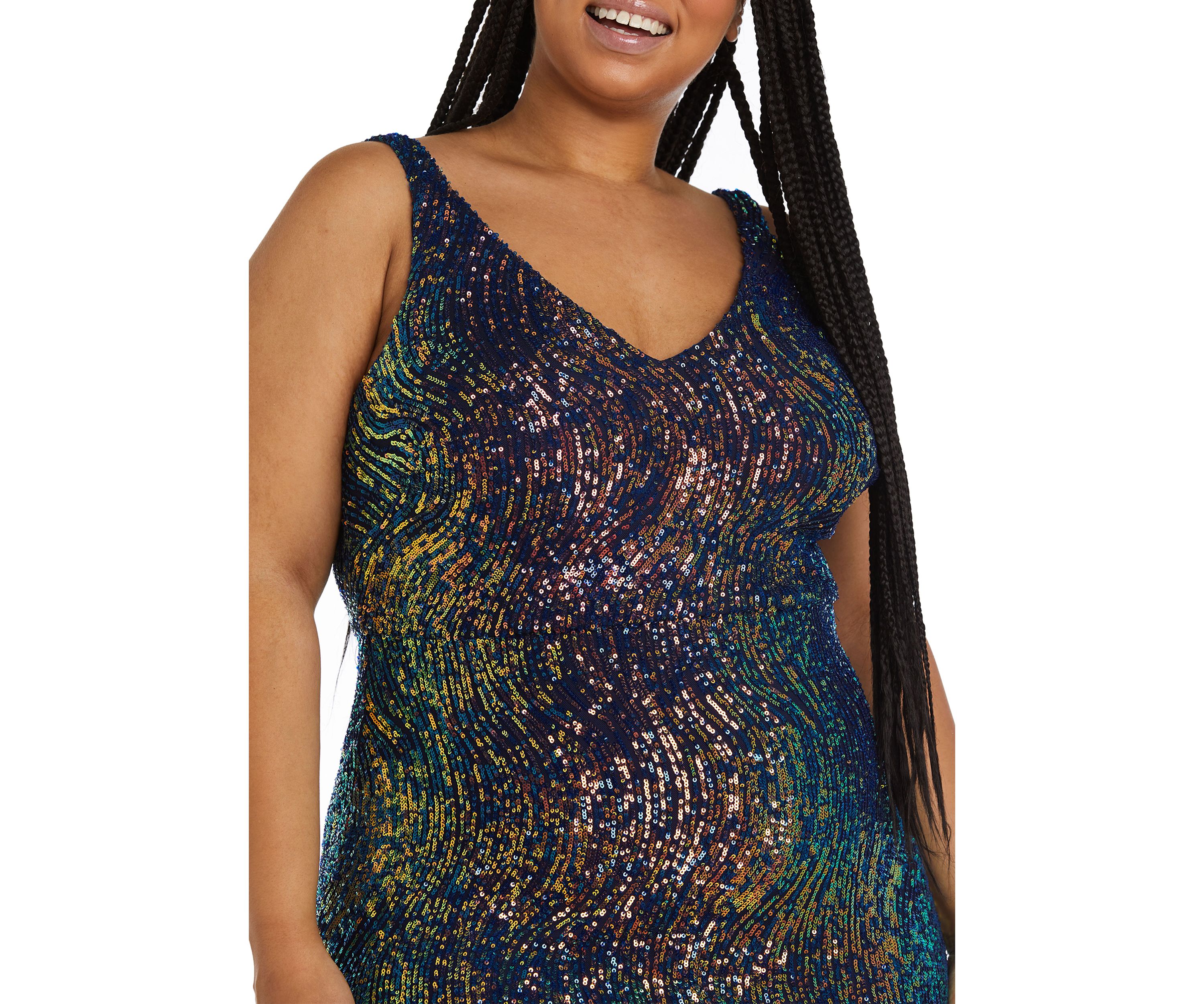 Long Swirl Pattern Sequins W V Front And Back