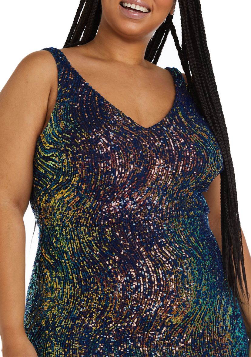 Long Swirl Pattern Sequins W V Front And Back