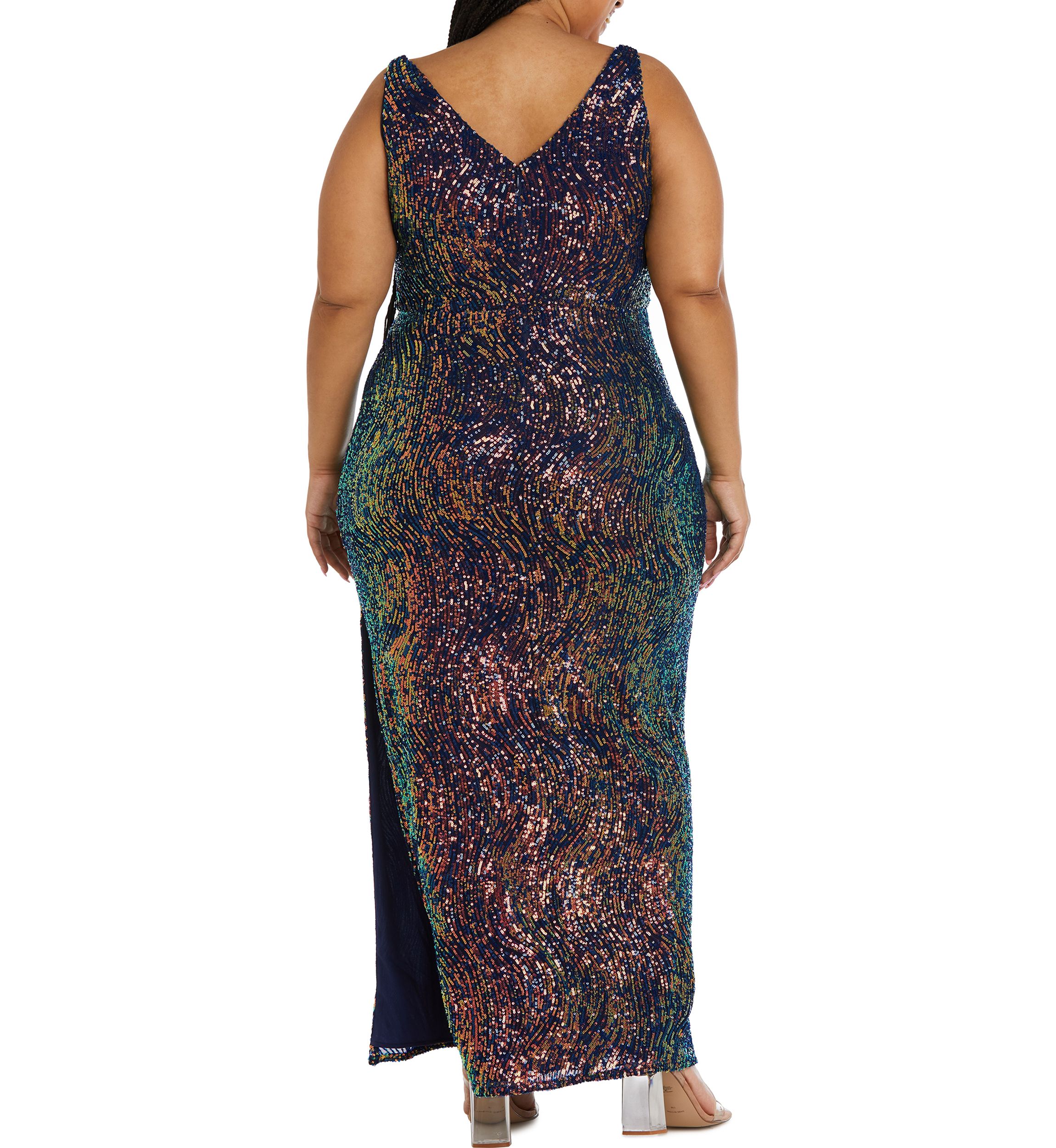 Long Swirl Pattern Sequins W V Front And Back