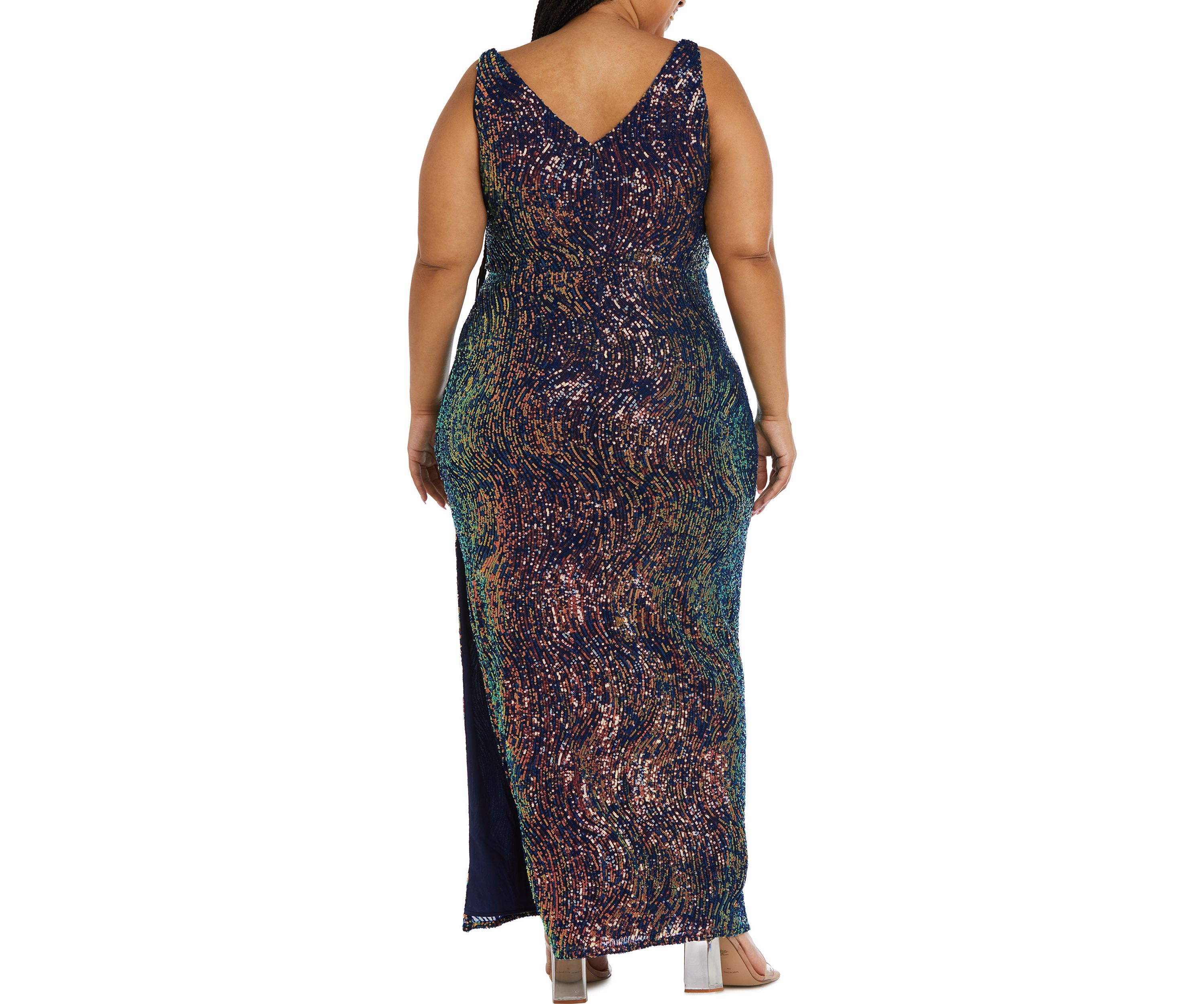 Long Swirl Pattern Sequins W V Front And Back
