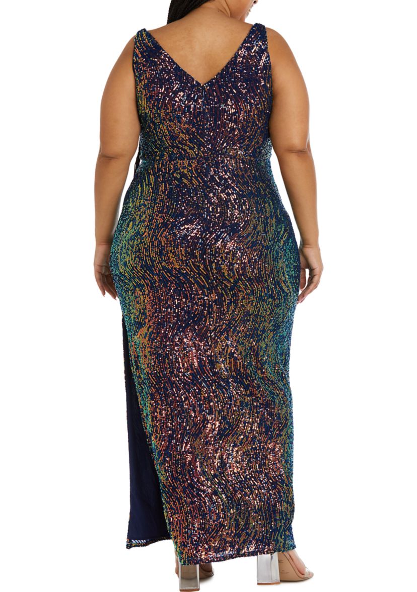 Long Swirl Pattern Sequins W V Front And Back