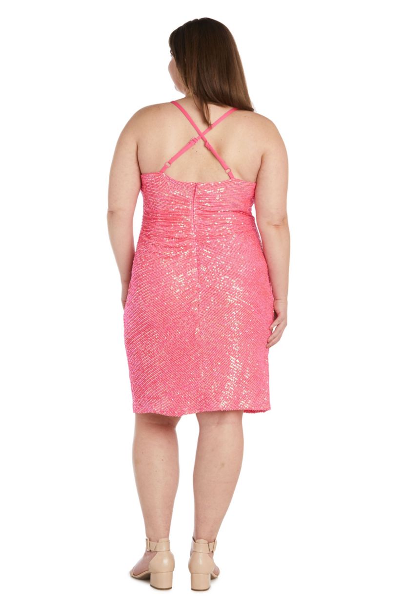 Short All Over Sequin Soft Draped Cowl W Spaghetti Strap X Back