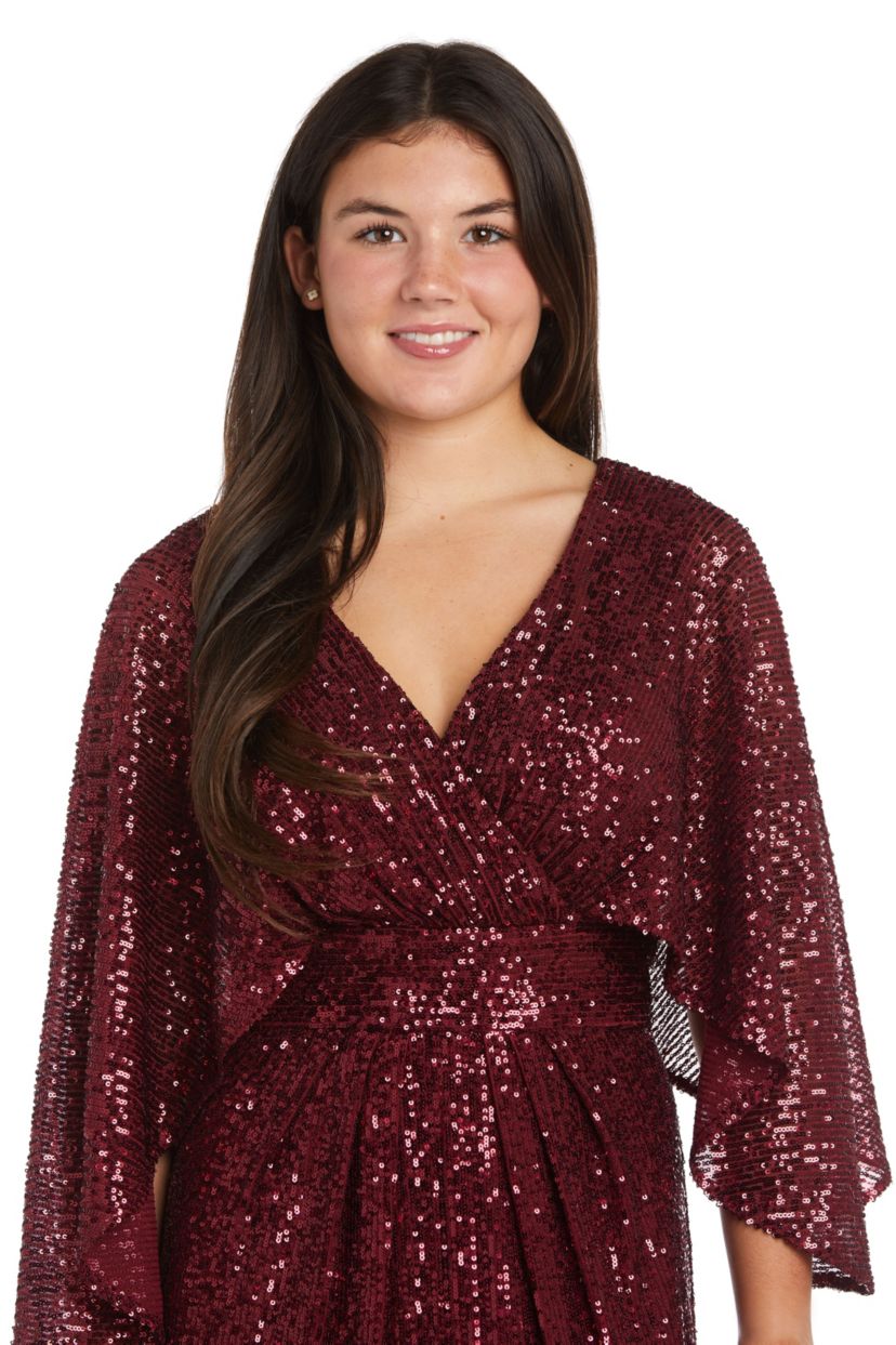 Long Mock Wrap V Front W Set In Waistband And Cape Back Detail