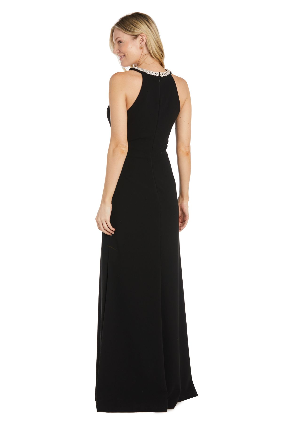 Long Scuba Crepe W Rhinestone Cleo Neckline