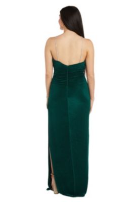 Long One Shoulder Bodre W Double Rhinestone Straps