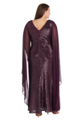 Long V Front Sequin W  Chiffon Drape