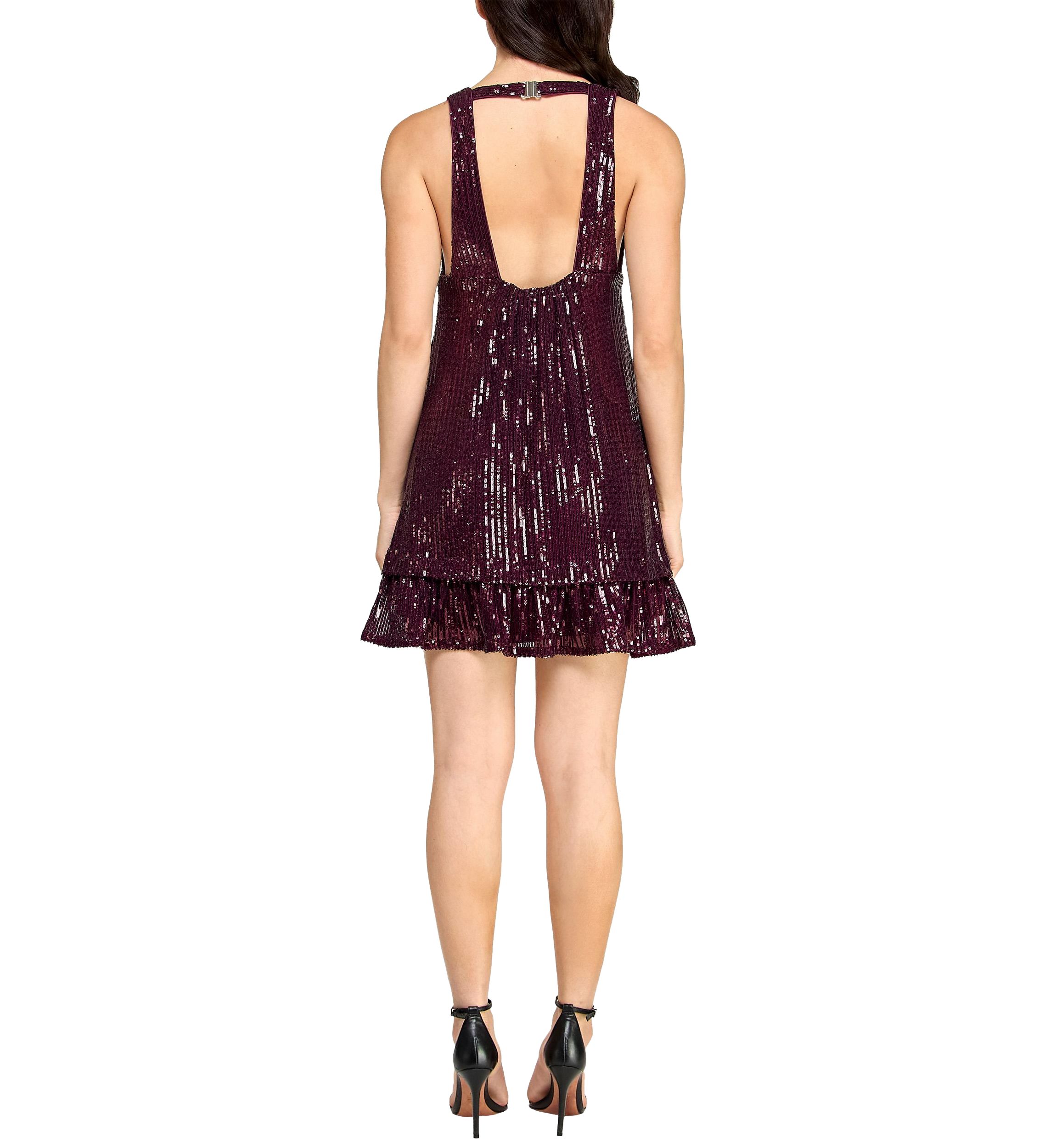 Juniors Sequin Open Back Shift Dress