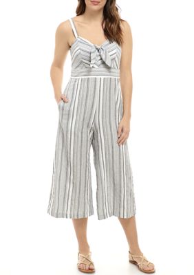 Violet Weekend Women's Stripe Linen Cropped Jumpsuit | belk