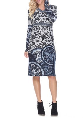 White Mark Women's Naarah Embroidered Sweater Dress