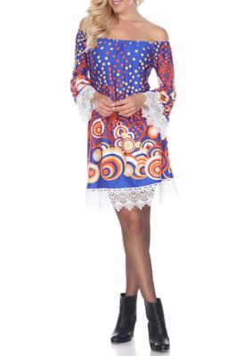 White Mark Women's Lenora Lace Trim Dress