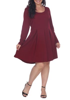 White Mark Women's Plus Size 'Jenara' Flare Dress
