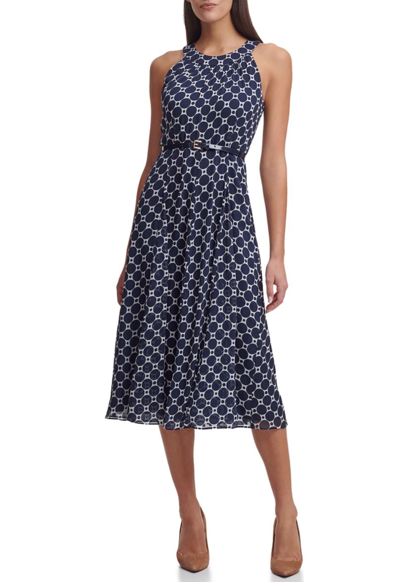 Sleeveless Halter Neck Chiffon Midi Dress 