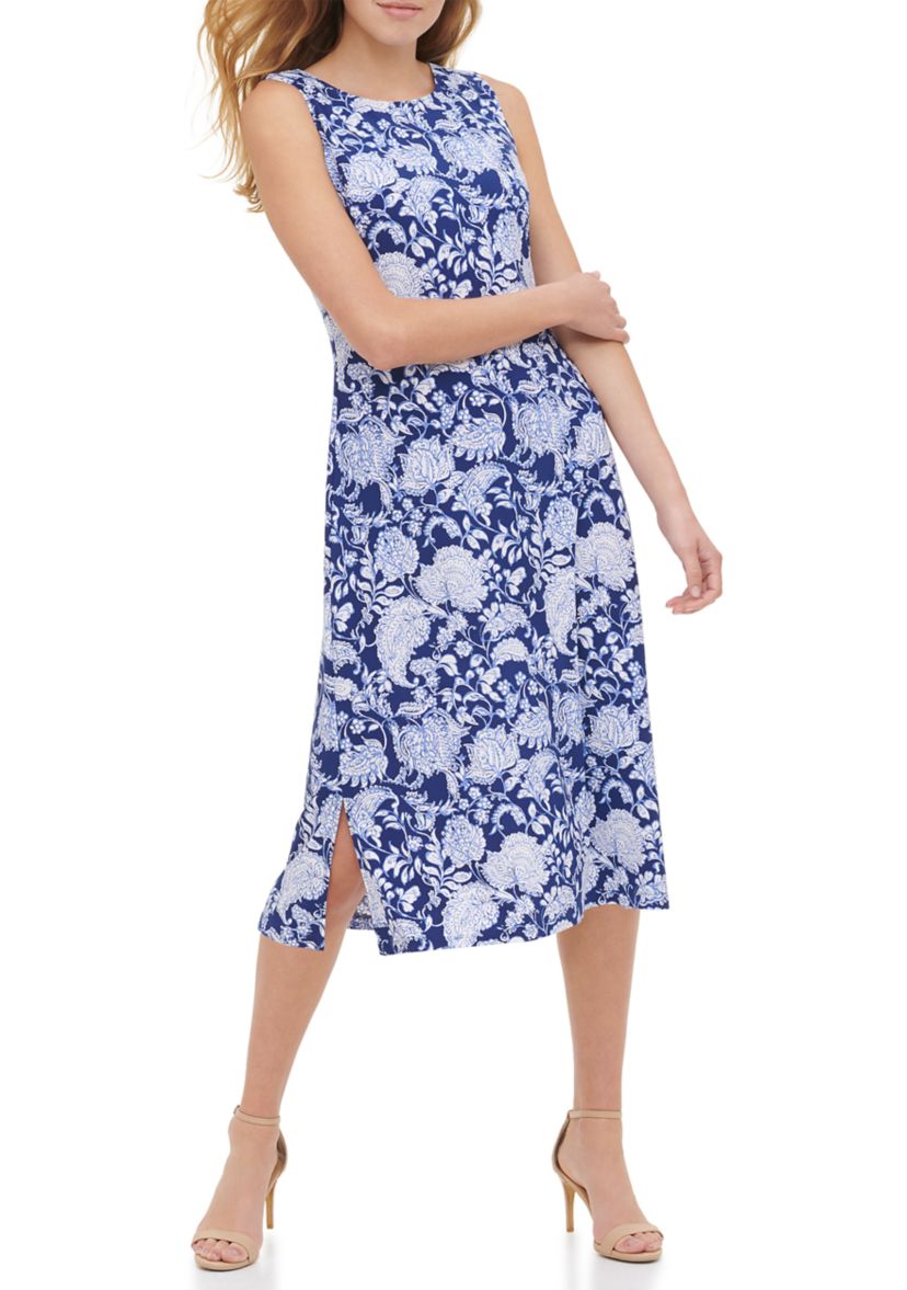 Womens Jersey Floral Midi Dress