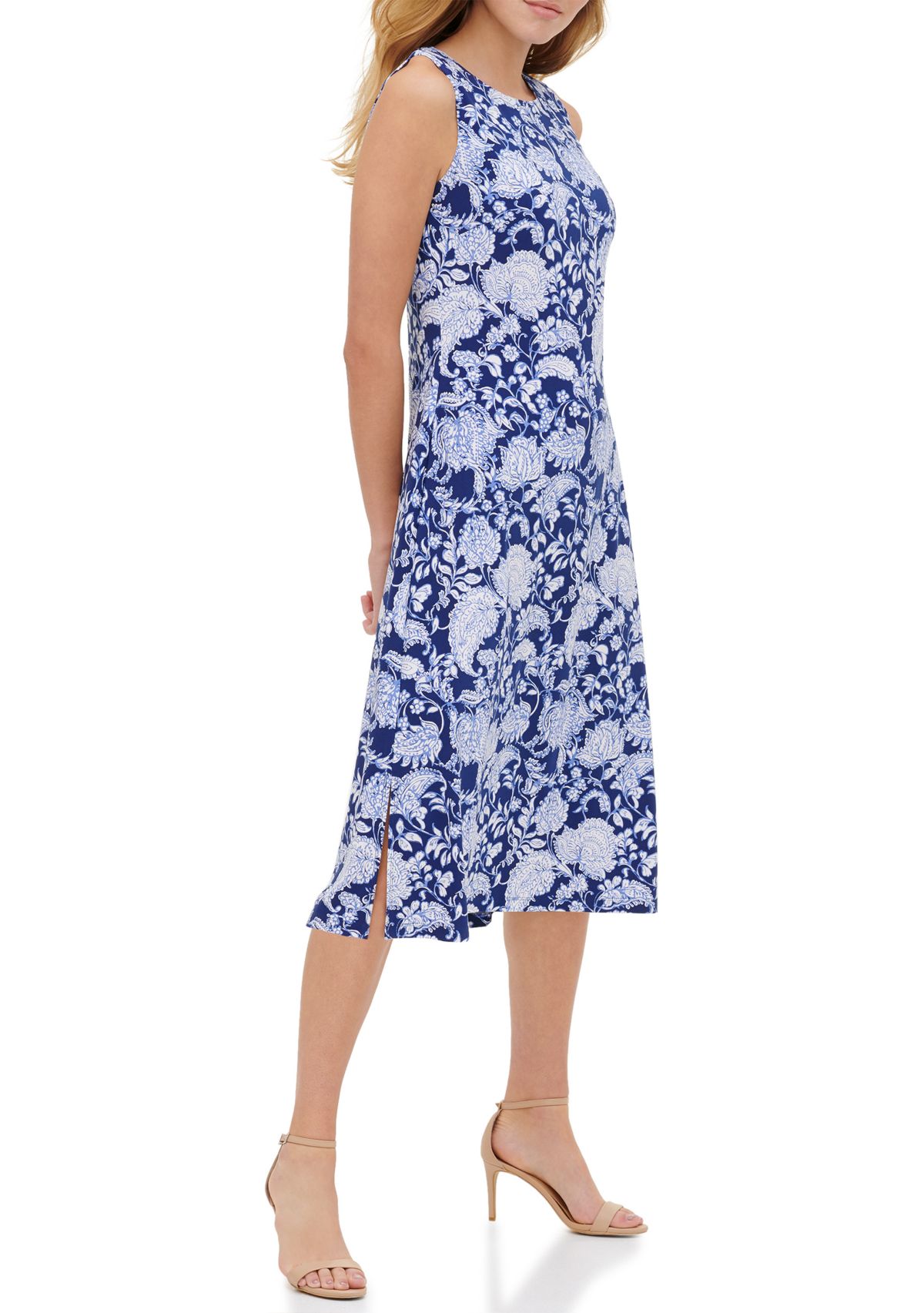 Womens Jersey Floral Midi Dress