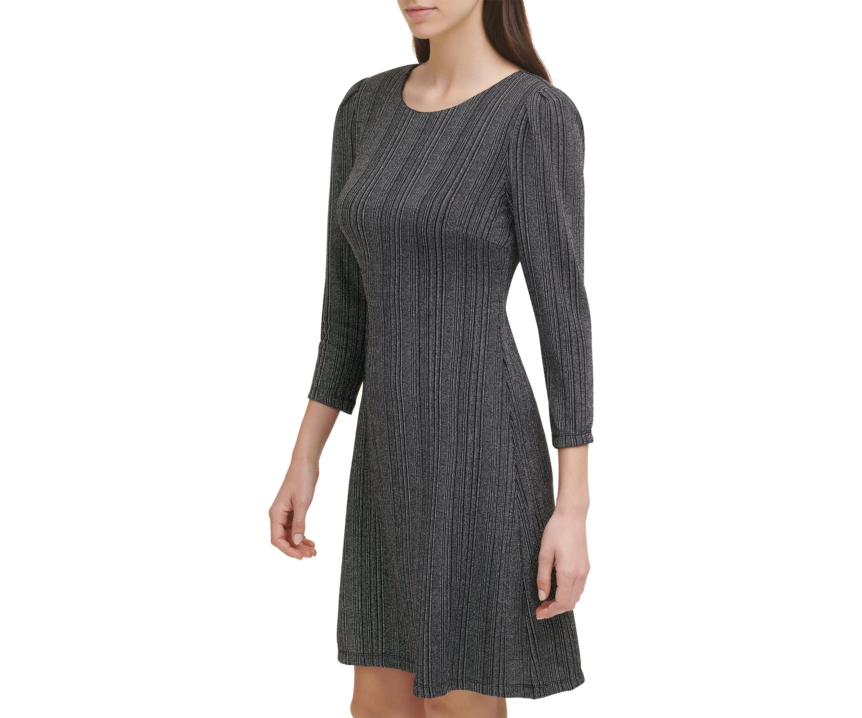 Womens Metallic Knit Sheath Dress