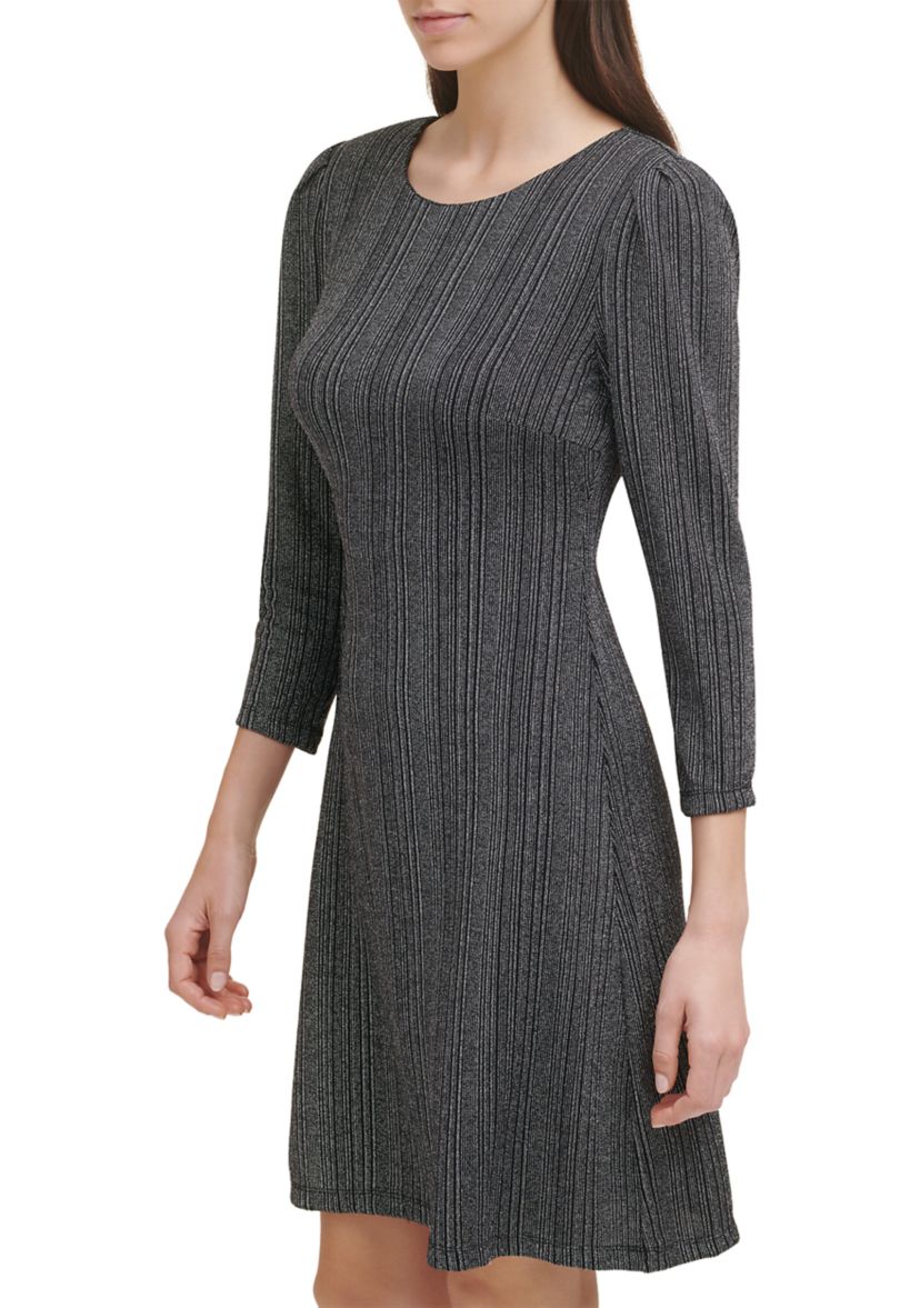 Womens Metallic Knit Sheath Dress