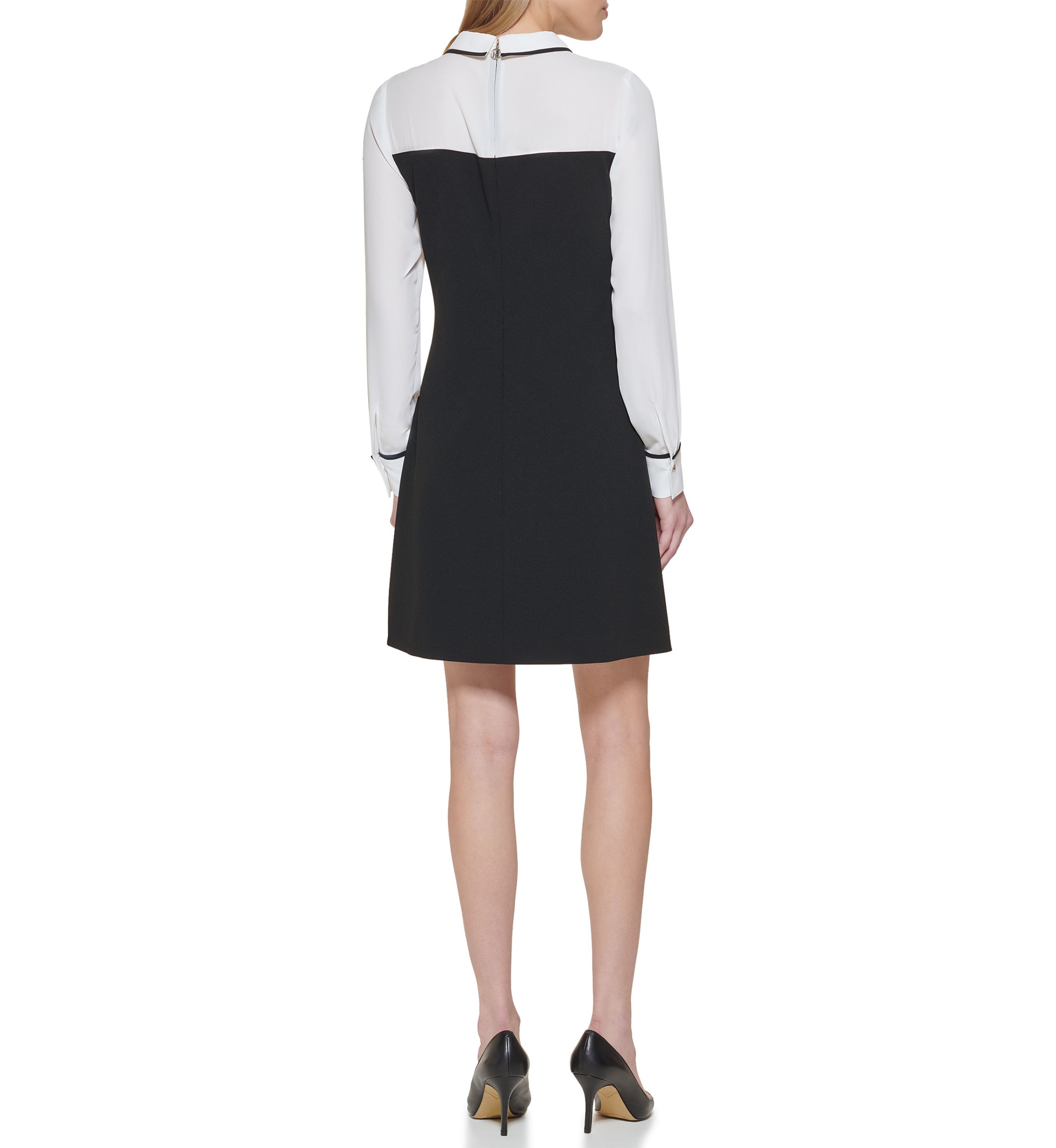 Womens Collar Twofer A-Line Dress