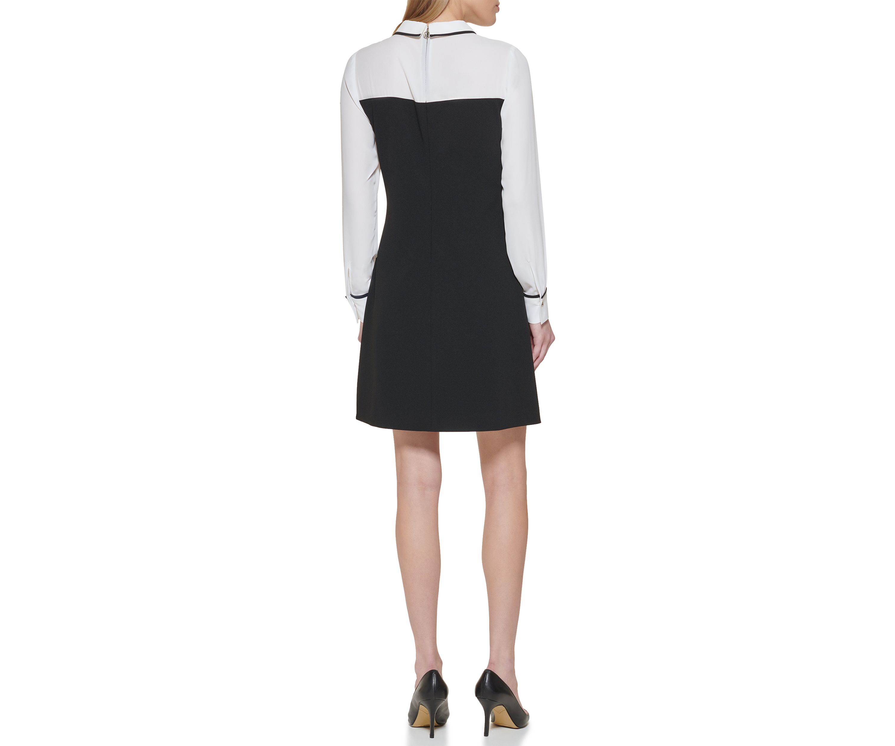 Womens Collar Twofer A-Line Dress