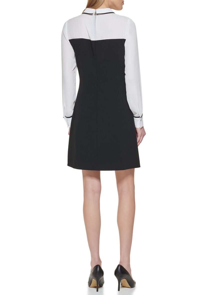 Womens Collar Twofer A-Line Dress