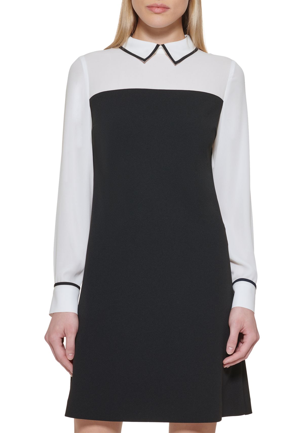 Womens Collar Twofer A-Line Dress