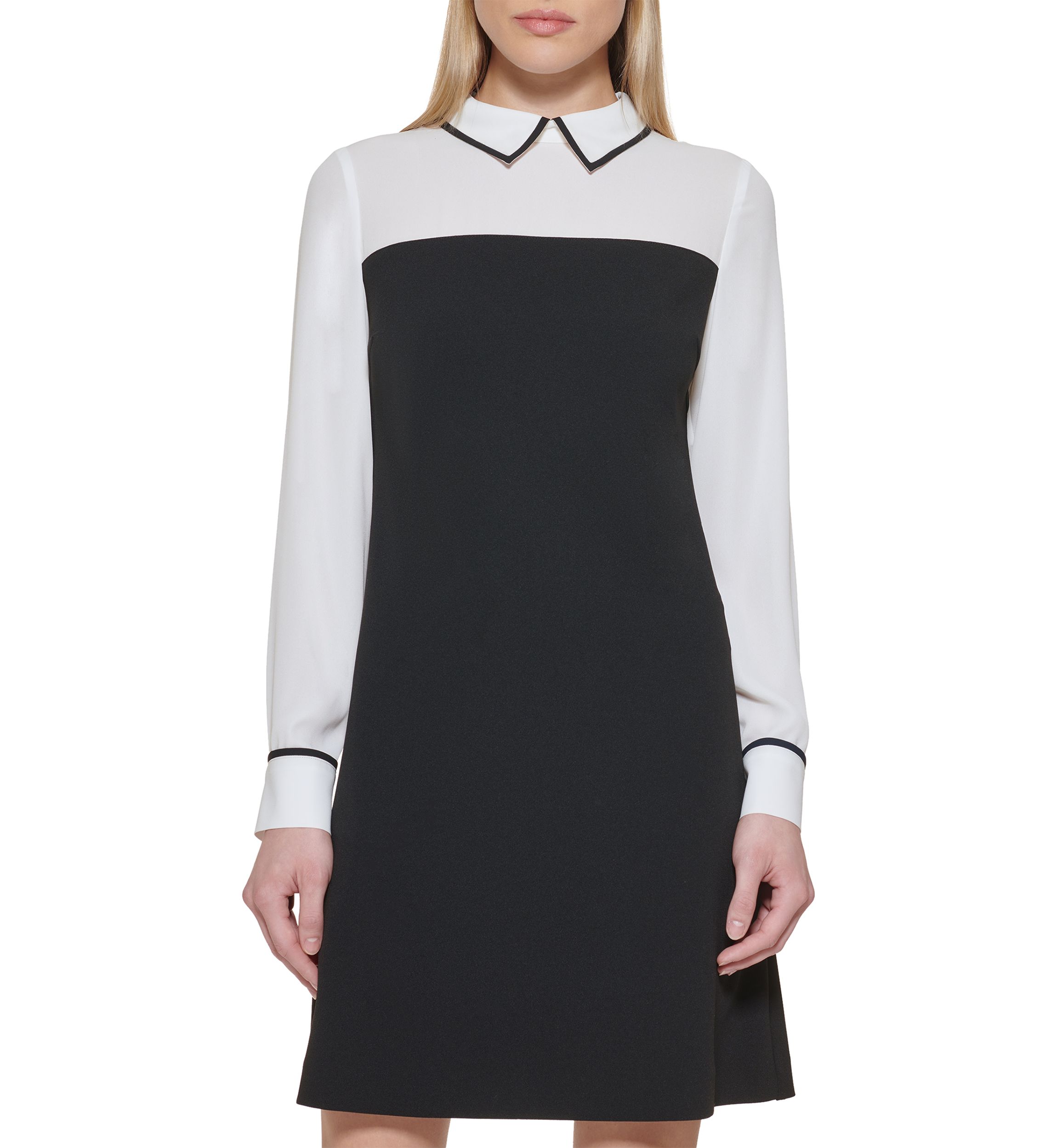 Womens Collar Twofer A-Line Dress