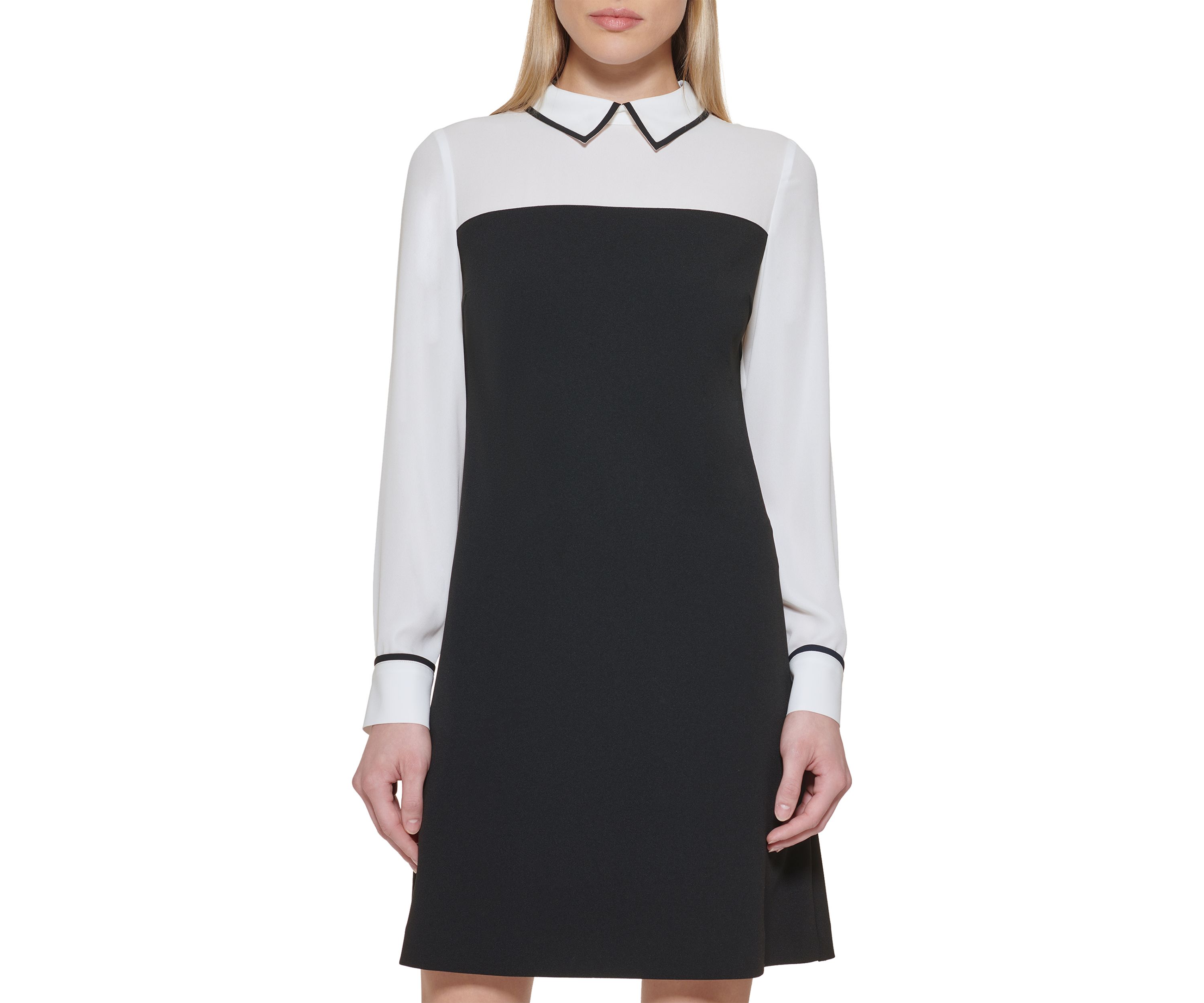 Womens Collar Twofer A-Line Dress
