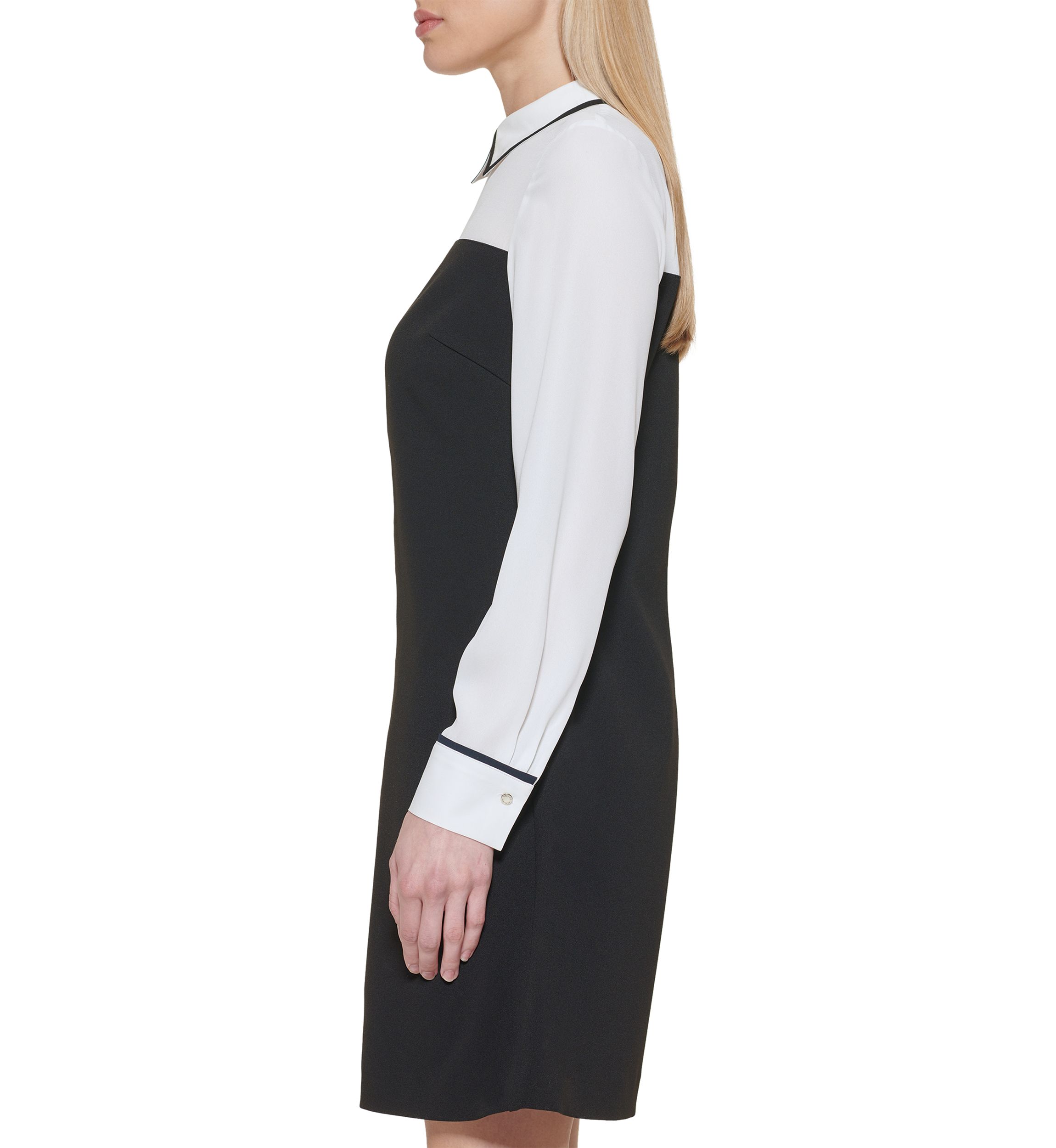 Womens Collar Twofer A-Line Dress