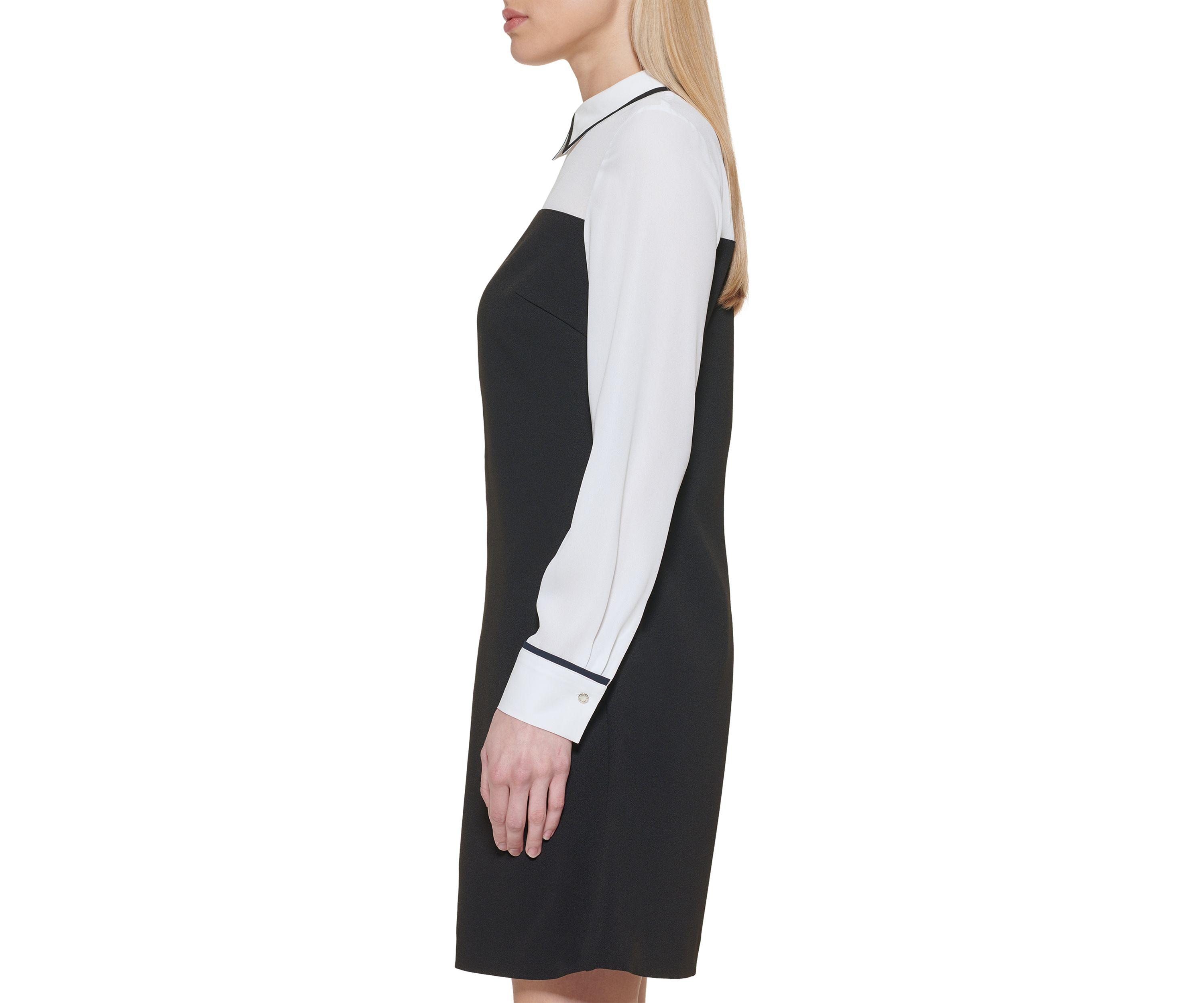 Womens Collar Twofer A-Line Dress