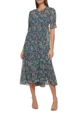 skøn symaskine Grænseværdi Tommy Hilfiger Women's Short Sleeve Lavender Fields Chiffon Maxi Dress |  belk